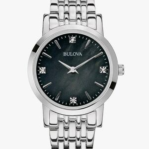 Bulova Women's Silver and Black Watch